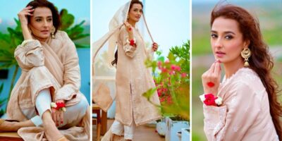 Momal Sheikh is a Vision in Pink Long Kurta in her Latest Shoot!