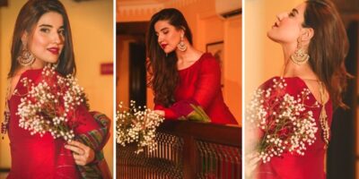 Hareem Farooq Makes a Chic Statement in Red Dress