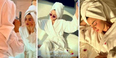 Hira Mani Shows off her Simple Look by wearing JUST a Towel